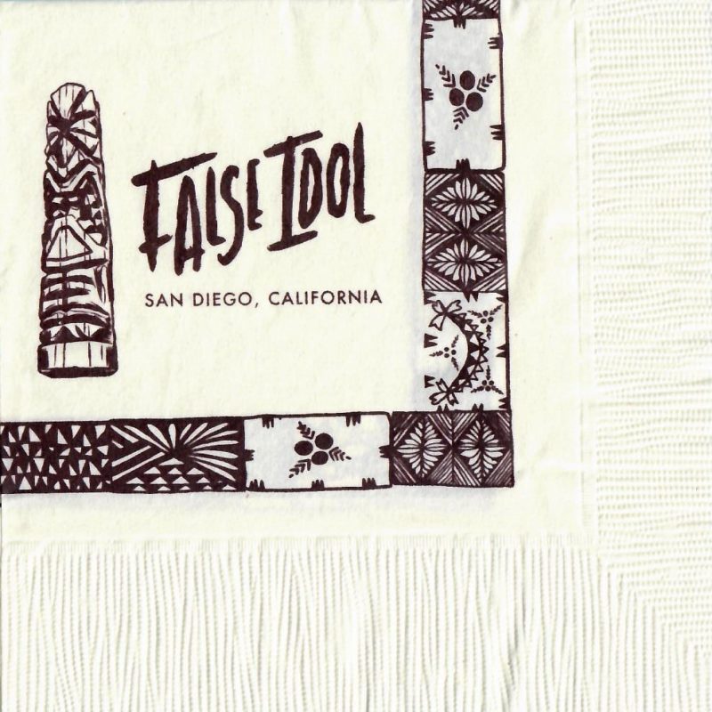 False Idol: ivory napkin with brown ink on all four panels
