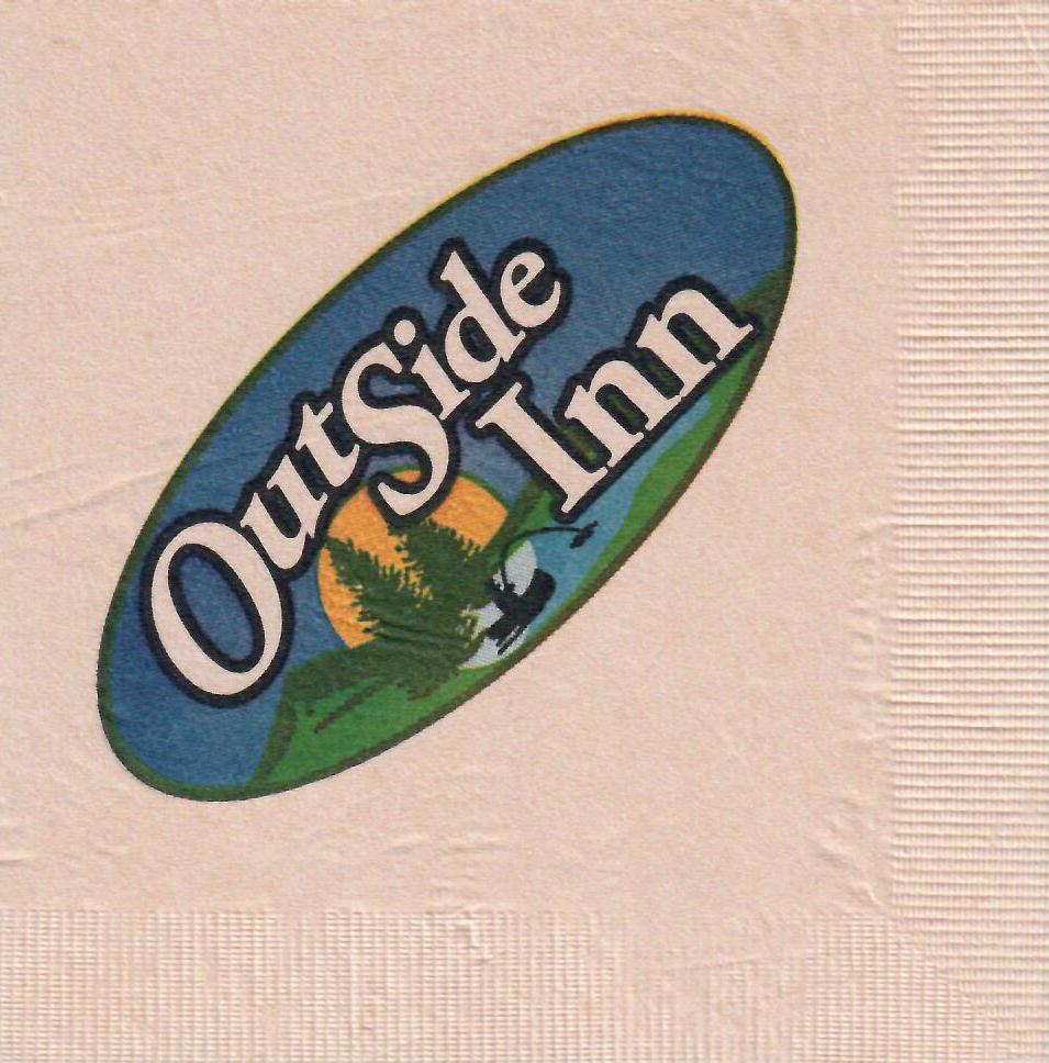 Outside Inn: 4 color process custom beige napkin