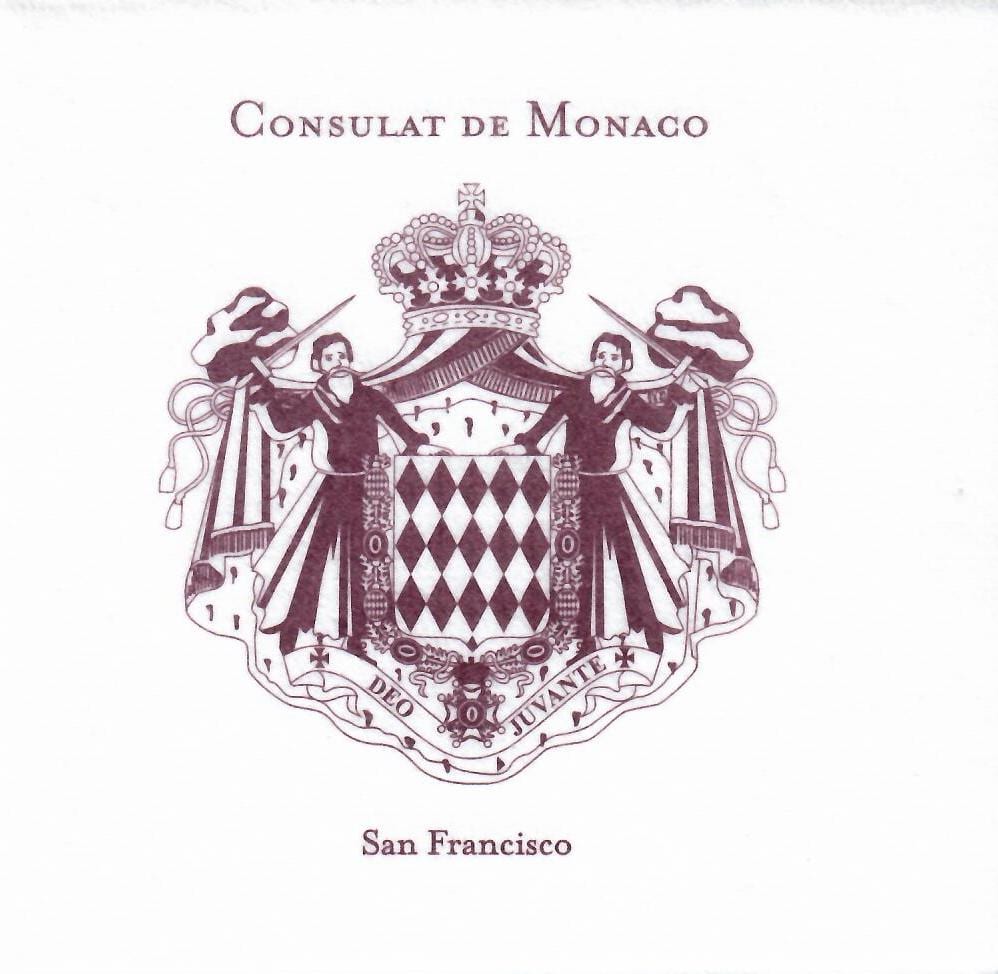 Consulat de Monaco, San Francisco: custom paper linen cocktail napkin with purple ink