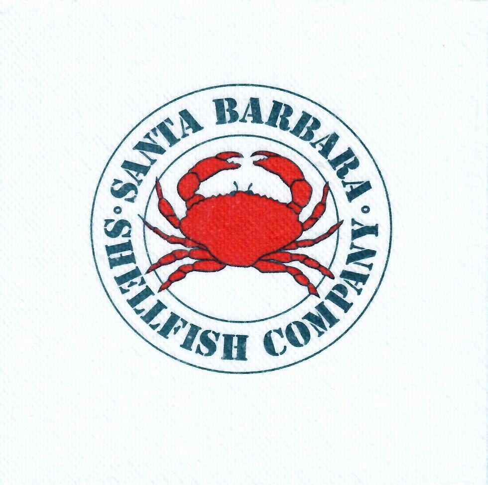 Santa Barbara Shellfish Company, 2 color custom napkin for foodservice industry