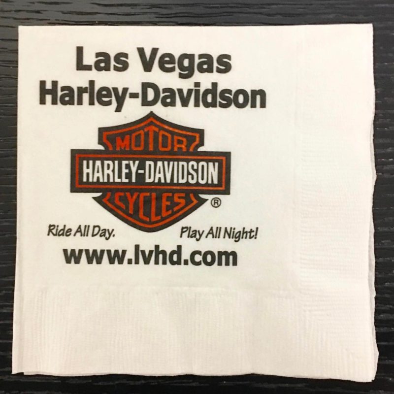 Las Vegas Harley-Davidson custom napkin for an advertising agency