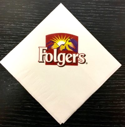 "Folgers" four color process custom napkin