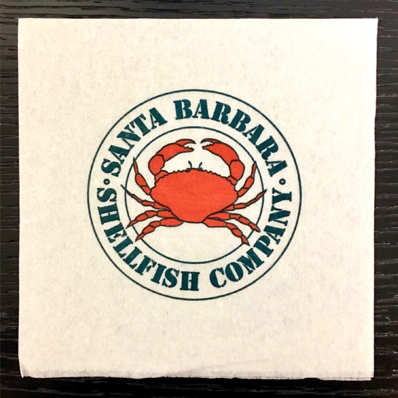 Santa Barbara Shellfish Company, 2 color custom napkin for foodservice industry