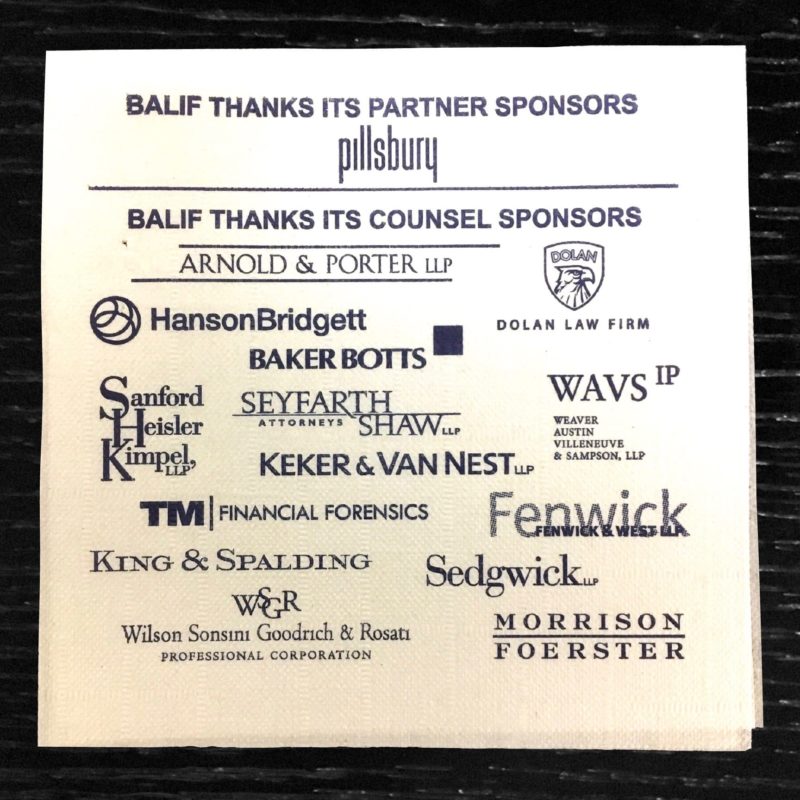"Balif" custom sponsorship thank you napkin