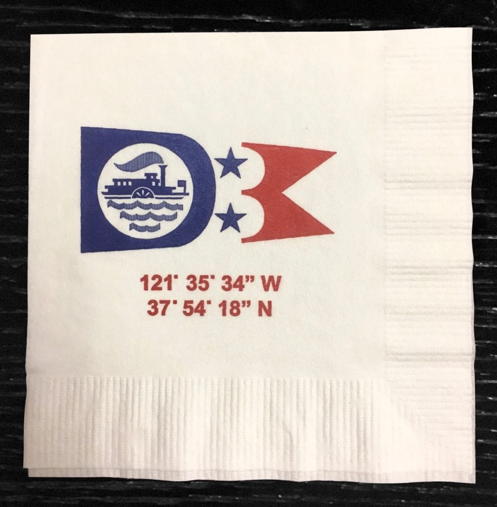 2 color custom napkin, longitudinal coordinates of yacht club