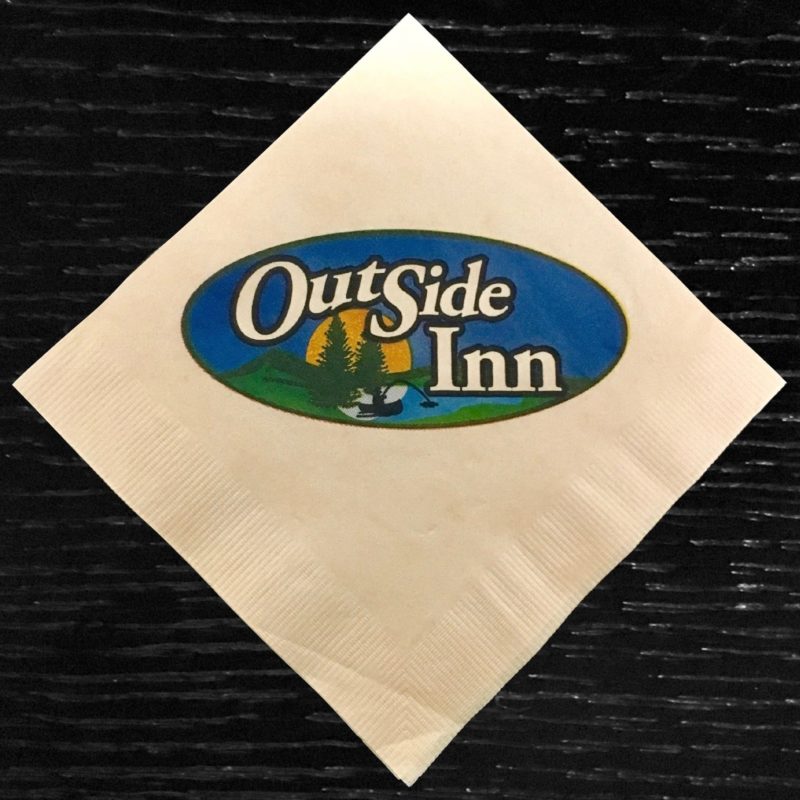 "Outside Inn" four color process custom cocktail napkin
