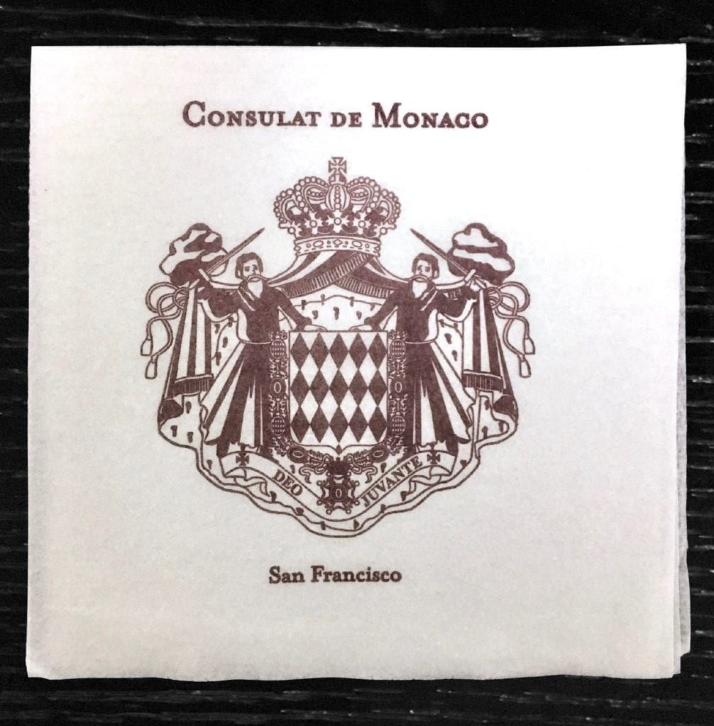 "Consulat de Monaco" custom paper linen napkin