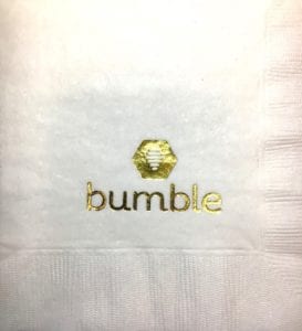 Gold foil "bumble" custom white cocktail napkin