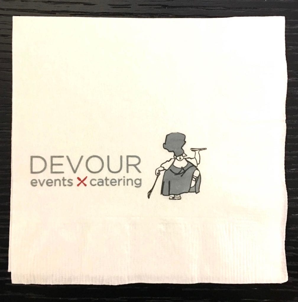 Devour Events Catering 3-color custom cocktail napkin